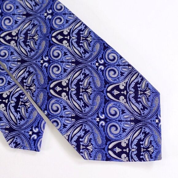 Van Heusen Blue Paisley Woven Silk‎ Tie - Picture 1 of 6